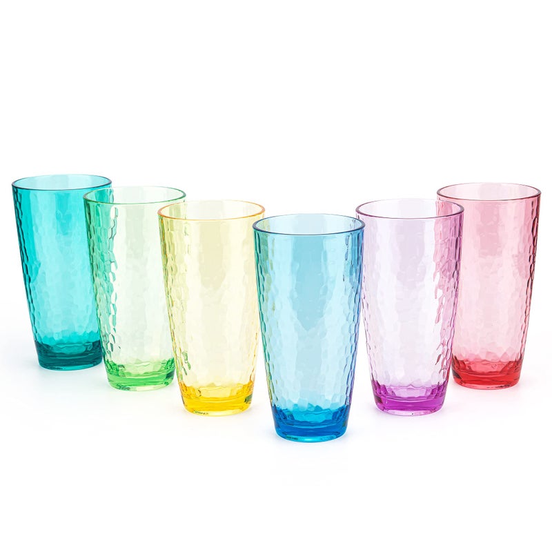 KOXIN-KARLU Hammered 26-ounce Plastic Tumbler Acrylic Glasses, set of 6 Multicolor - Image 1